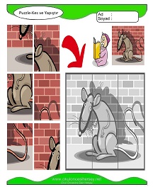 okul öncesi çocuklar Puzzle Kes Yapıştır çalışma sayfaları